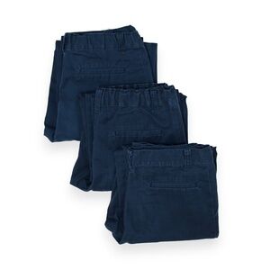3 Pcs Boys School Uniform Navy Blue Twill Trousers Pants Size 12/14